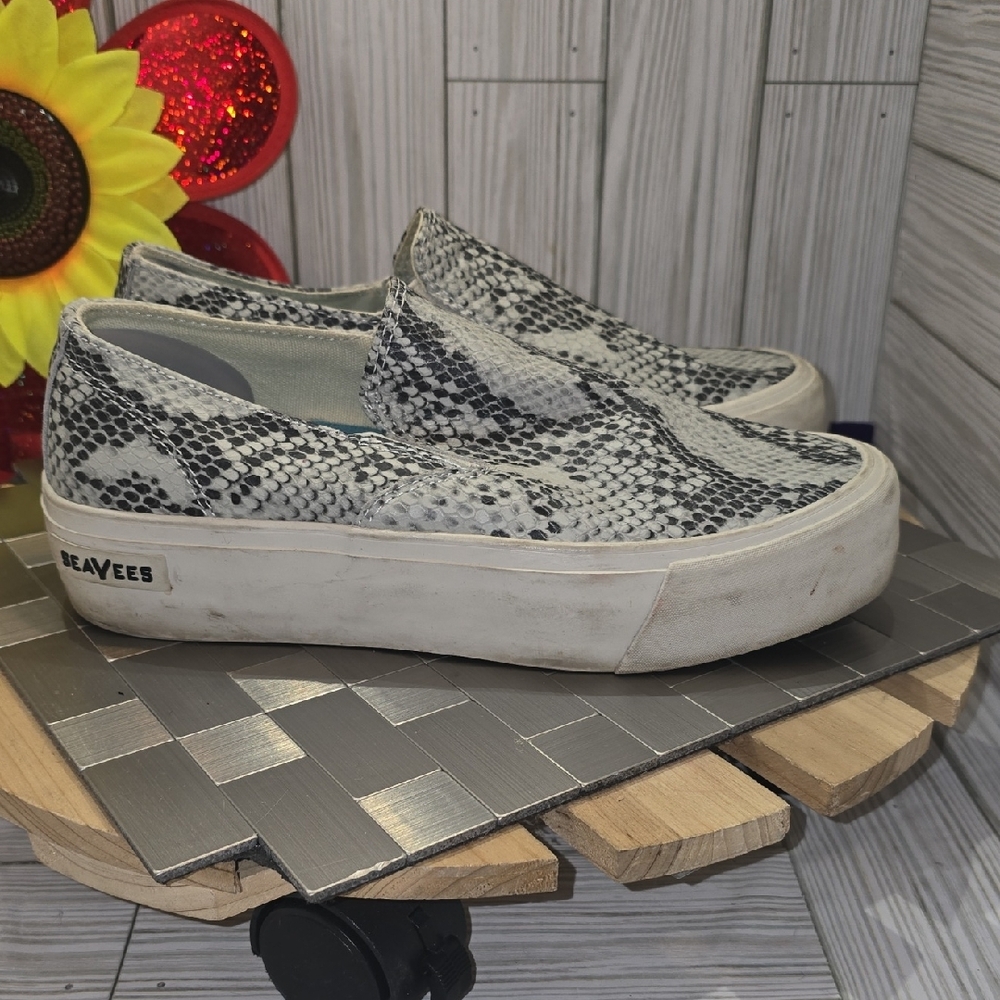 SeaVees‎ Monochrome Snake Print Slip-Ons